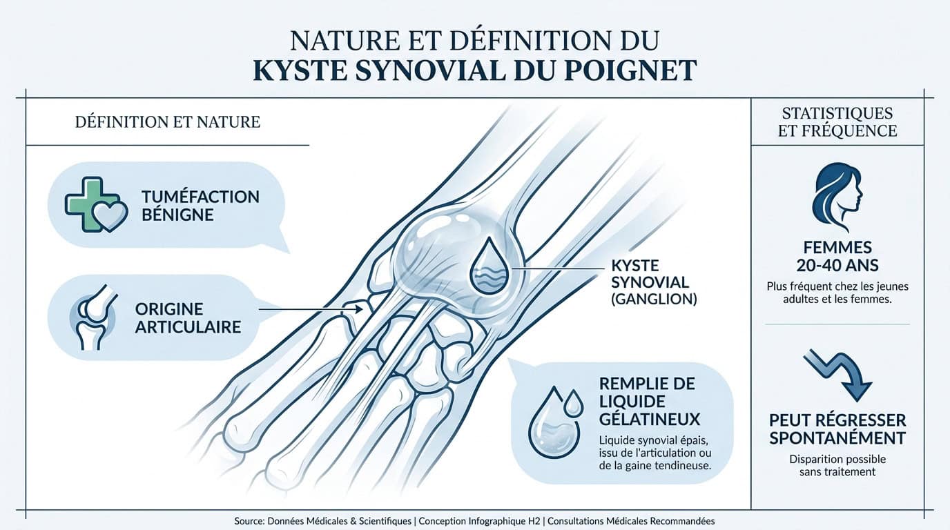 Examen clinique d'un kyste synovial sur la face dorsale du poignet par le Dr Marc-Olivier Falcone